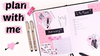 PLAN WITH ME  february reading bullet journal set up ♥ spooky valentines theme [upl. by Inej]