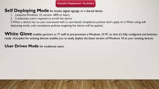 Windows Autopilot options Self Deploying white glove and user driver mode [upl. by Ike412]