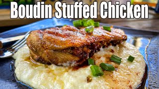 Boudin Stuffed Chicken Breast with Bourbon Browned Butter Grits [upl. by Arriec424]