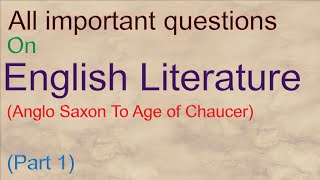 English Literature 1 Important Questions and Answers on English Literature [upl. by Eelyam401]