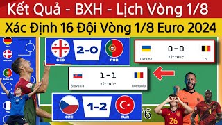 🛑 Kết Quả Bảng Xếp Hạng Lịch Thi Đấu Vòng 18 Euro 2024  16 Đội 8 Cặp Đấu Vòng 18 Euro 2024 [upl. by Niu462]