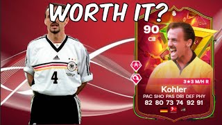 90 Jurgen Kohler Golazo Hero Player Analysis  EA FC 24 Ultimate Team [upl. by Anirbac409]