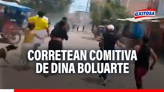 🔴🔵¡Tensión en Piura Pobladores corretean comitiva de Dina Boluarte durante visita a Sullana [upl. by Neetsirhc]