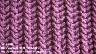 Herringbone Stitch  Free Knitting Patterns  Stitch 20 [upl. by Hoisch800]