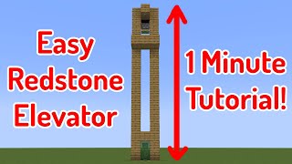 Minecraft SIMPLEST Redstone Elevator 1 Minute Tutorial [upl. by Lexis]