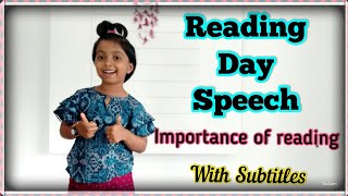 Reading Habit Importance of reading Reading day speech for students English [upl. by Nya]