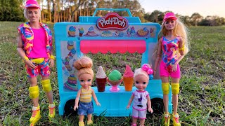 Ice Cream  Elsa amp Anna toddlers  Barbie and Ken dolls  play doh [upl. by Haret]