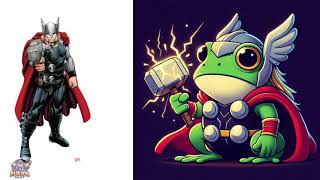 AVENGERS BUT FROG 🐸  Marvels Amazing Frog Transformations [upl. by Eidac]