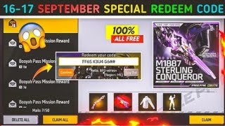 FREE FIRE REDEEM CODE TODAY 17SEPTEMBER REDEEM CODE FREE FIRE  FF REDEEM CODE TODAY 17SEPTEMBER [upl. by Debi845]