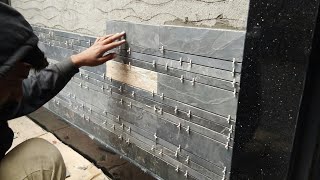 How to install slate tiles and makes a beautiful wall design [upl. by Attelrac]