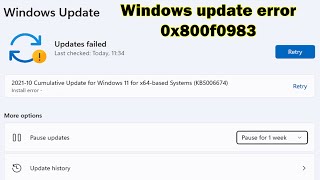 How to fix Windows update error 0x800f0983 in windows 11 [upl. by Agnella]