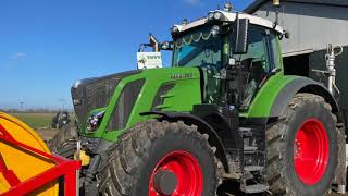 BMWW aan het sleepslangen met een Fendt 720 met een Tjalma haspel en een Fendt 828 aan de pomp [upl. by Favin481]