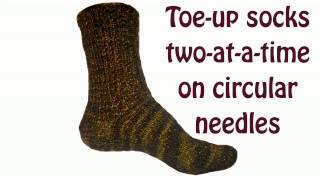 Toe up socks two at a time on circular needles Turkish cast on [upl. by Sauveur]