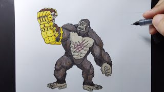 how to draw kong 2024 step by step  godzilla x kong the new empire [upl. by Weitzman]