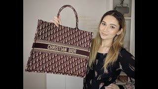 Christian Dior Book Tote InDepth Review  What Fits inside and Pricing  Oblique Bordeaux Canvas [upl. by Lengel]