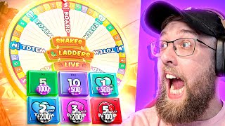 INSANE MAX BETS ON SNAKES amp LADDERS LIVE GAME SHOW 2500 SPINS [upl. by Toolis254]