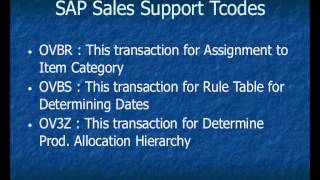 SAP Sales Support Tcodes [upl. by Hisbe]