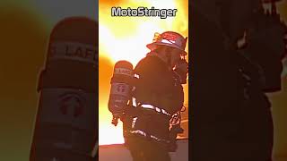 LAFD Fights Defensive Fire Battle Structure Fire with Towering Fire and Flames in Los Angeles [upl. by Llenoil]