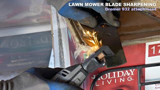 Sharpening Lawn Mower Blade with Dremel 932 attachment [upl. by Eimmas]