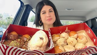 FRIED DOUGH WITH CHOCOLATE amp BUENO LOUKOUMADES  CAR MUKBANG  ASMR  EATING SOUNDS [upl. by Adianes]