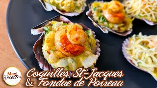 Coquilles SaintJacques et Fondue de Poireau Recette Facile et Rapide [upl. by Nanerb]