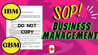 SOP Sample IBM and GBM  International Business Management  CANADA 2024 [upl. by Elylrac377]