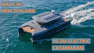 Electric Catamaran  Made in New Zealand  Herley Boats 3400 Powercat  Walk Through [upl. by Akiehs]