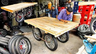 Amazing Process Of Making Wooden Hand Cart  Hand Cart Making Process [upl. by Raynold]