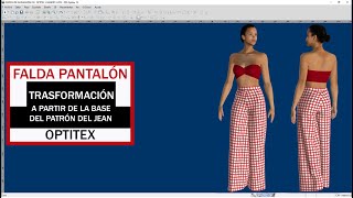 COMO HACER EL PATRÓN DE LA FALDA PANTALON EN👉 OPTITEX DE MANERA FACIL Y RAPIDA [upl. by Tomasina]