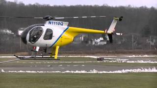 Hughes 500D Helicopter Engine Start Up Take Off External Load [upl. by Atinomar]