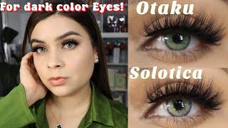 COLORED CONTACTS FOR DARK EYES 👀 2024 NEW SOLOTICA Vs OTAKU Comparison [upl. by Locke228]