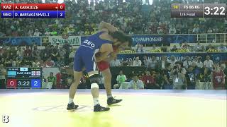 AKAKHIDZE KAZ vs DMARSAGISHVILI GEO Freestyle Wrestling 86 kg Tashkent 2014 [upl. by Wamsley]