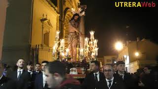 VÍA CRUCIS CONSEJO HERMANDADES DE UTRERA CON LA IMAGEN DE JESÚS ATADO A LA COLUMNA ACEITUNEROS [upl. by Mcnully]