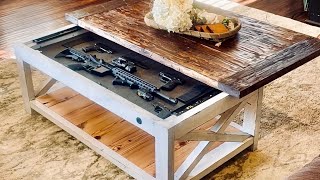 DIY Concealment Coffee Table  Farmhouse  Full Build [upl. by Ahsenra]