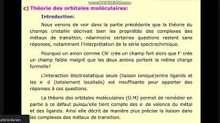 Part 1 théorie des orbitales moléculaires Chimie descriptive et de coordination SMC S6 [upl. by Jard]