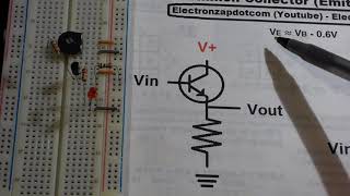 NPN 2N3904 BJT Common collector aka Emitter follower electronics by electronzap [upl. by Euqinad290]