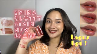 NEW SHADE EMINA GLOSSY STAIN  TEST MAKAN  REVIEW  SWATCHES [upl. by Imoyik]