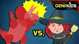 ▶Genikids Dino Movie◀ 19 DINOSAURS and the Witch  Dinosaurs Short Cartoon for Kids [upl. by Idnem]