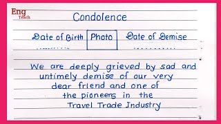 Condolences writing in English  Heartfelt Condolences  Writing  English writing  Eng Teach [upl. by Rialb]