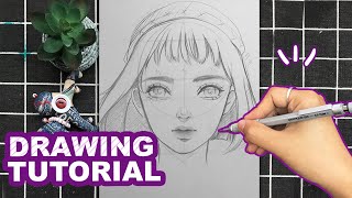 How to draw Semi Realistic Face for beginners  Collection of Drawing Tutorials  Huta Chan [upl. by Acirderf]