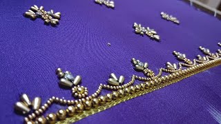 Wheat bead Use பண்ணி simple Work aari work tamil explanation Blouse design [upl. by Corso405]