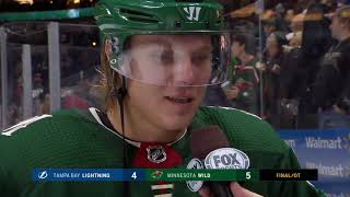 Wilds Mikael Granlund on his gamewinner vs Lightning [upl. by Eineg937]