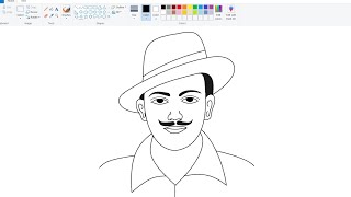 How to draw Shaheed Bhagat Singh in Ms Paint  Bhagat Singh Drawing step by step computerdrawing [upl. by Elane913]