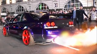 Kream Developments Nissan Skyline GTR  Burnouts Flames and LAUNCH [upl. by Attaynek]