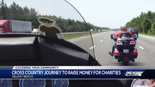 3 Delray Beach motorcyclists and Flat Stanley are headed across the country to help raise money [upl. by Narot]