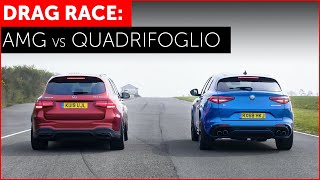 DRAG RACE MercedesAMG GLC 63S vs Alfa Romeo Stelvio Quadrifoglio w Tiff Needell [upl. by Bonnie516]