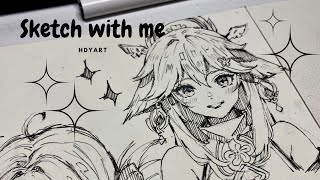 Sketch with me  my first artvlog ✨ HDYart art draw sketch [upl. by Ietta]