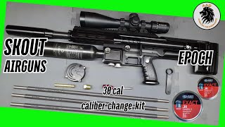 Scout Epoch 25cal installing 30 cal Calibre Change Kit using JSB 4475gn and 5015gn at 85 yardsquot [upl. by Lilahk]