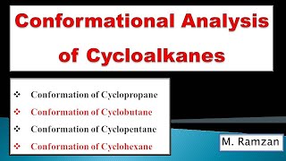 Conformational analysis of cycloalkanes Conformation of Cyclopropane Conformation of Cyclobutane [upl. by Victor]