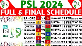 PSL 2024  PSL 2024 Schedule  PSL 2024 All Matches  PSL Full Time Table 2023  PSL 2024 Venues [upl. by Ttik]